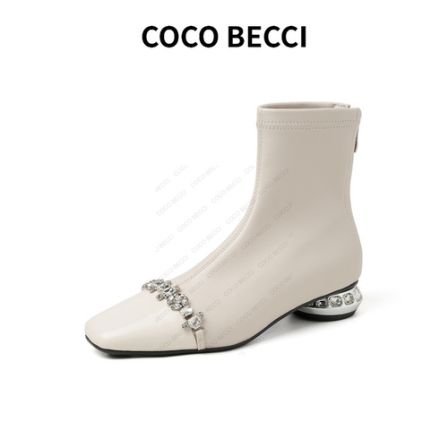 COCO BECCI 25秋新款甜酷风甜美气质百搭重工水钻短靴