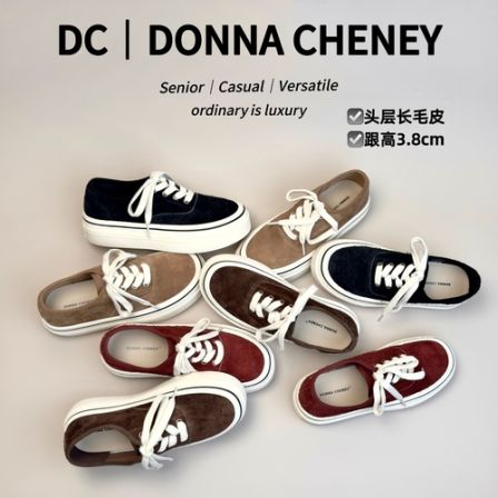 DONNA CHENEY厚底磨砂皮板鞋2025秋季牛皮复古2025今年流行鞋子