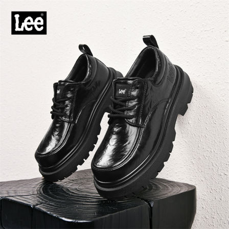 Lee休闲皮鞋男真皮软底男鞋商务2025秋季新正装增高黑色公务鞋