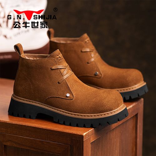 公牛世家男鞋秋冬复古大头德比鞋男士英伦工装高帮男士沙漠马丁靴主图