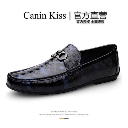 法国CaninKiss正品高端皮鞋男真皮时尚一脚蹬休闲商务休闲皮鞋男
