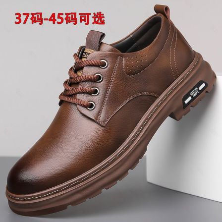春季新款男士手工上线休闲皮鞋男复古潮流工装大头皮鞋