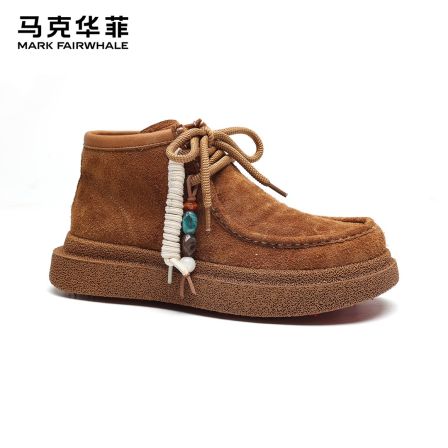 马克华菲中帮马丁靴男款冬季户外休闲袋鼠鞋休闲百搭潮流靴子男秋