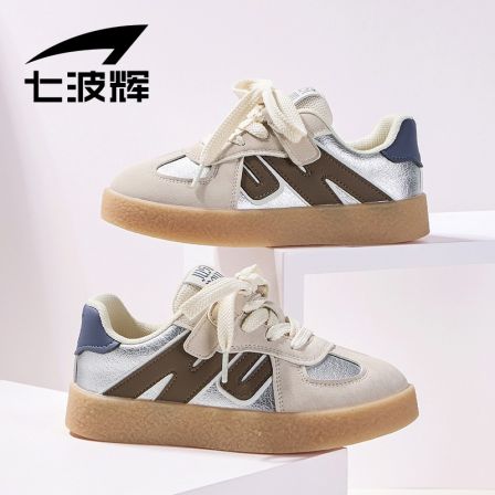 【皮面单鞋】七波辉女童板鞋儿童鞋子2025春季新款皮面休闲鞋运动鞋