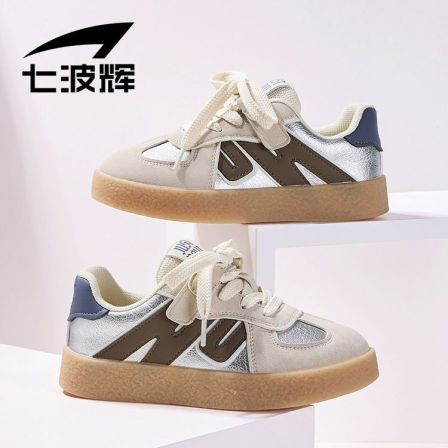 【皮面单鞋】七波辉女童板鞋儿童鞋子2025春季新款皮面休闲鞋运动鞋