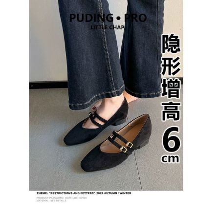 韩版内增高豹纹玛丽珍单鞋女2025新款春季晚风小个子一字带奶奶鞋
