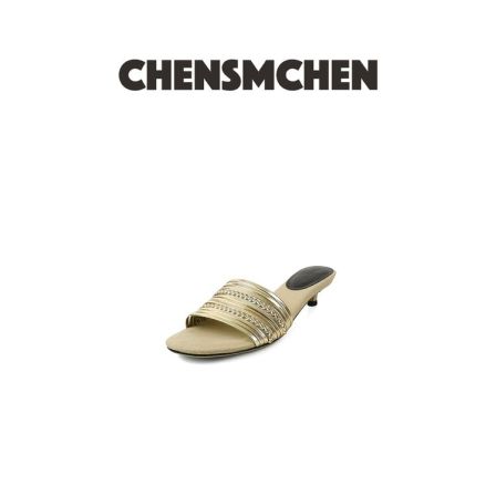CHENSMCHEN 复古编织半托慵懒一字带气质凉鞋