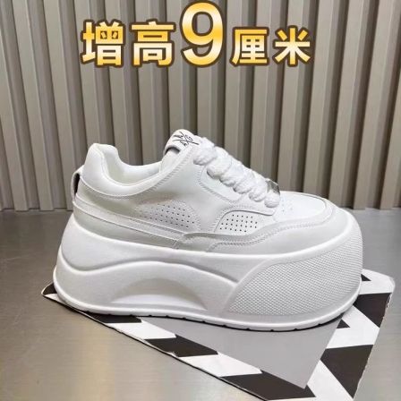 小白鞋女2025年春夏新款今年流行爆款厚底鞋增高小个子大头面包鞋