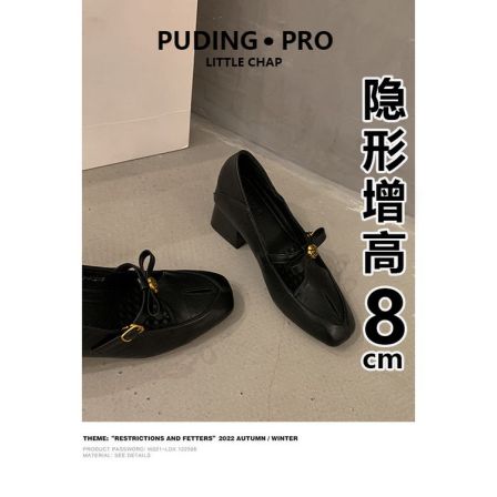 牛皮版~内增高法式复古玛丽珍鞋女2025新款小个子浅口单鞋小皮鞋