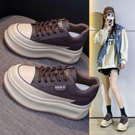 【增高8CM】小个子厚底女鞋2025秋冬新款松糕休闲百搭保暧加绒软底