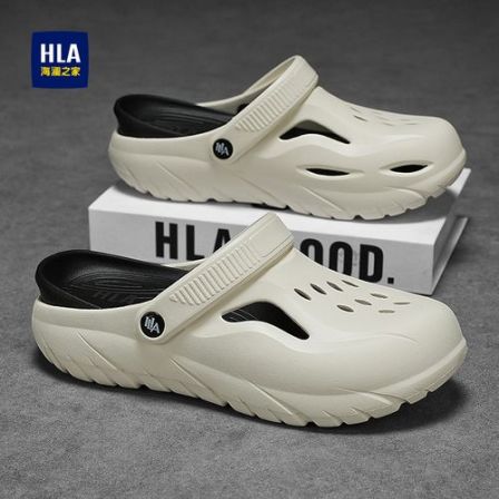 HLA/海澜之家夏季新款户外洞洞鞋男士外穿拖鞋休闲百搭通勤凉鞋