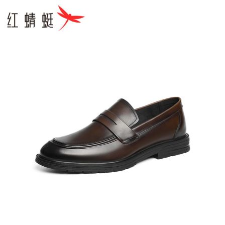 红蜻蜓乐福鞋2025春季新款男鞋一脚蹬商务正装皮鞋舒适通勤豆豆鞋