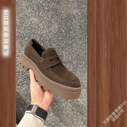 休闲磨砂皮厚底增高豆豆鞋乐福鞋系带英伦风秋季男鞋W3166-85