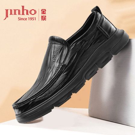 Jinho/金猴商务休闲羊皮男士皮鞋舒适软底透气圆头男单鞋Q20139A
