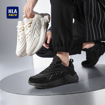 HLA/海澜之家2025秋季新款时尚运动休闲鞋潮流百搭厚底增高老爹鞋