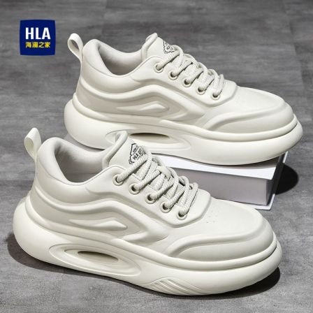 HLA/海澜之家【虫洞科技】面包小白鞋减震增高踩屎感运动男士休闲鞋