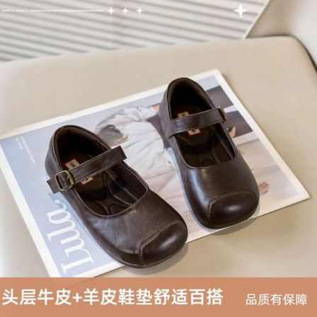 新品巴拉巴拉头层牛皮女童皮鞋2025春秋新款儿童公主鞋小女孩舞蹈