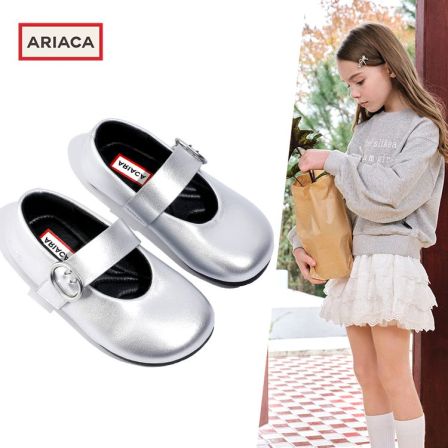 ARIACA艾芮苏女童玛丽珍公主鞋2025秋季新款法式银色浅口儿童皮鞋