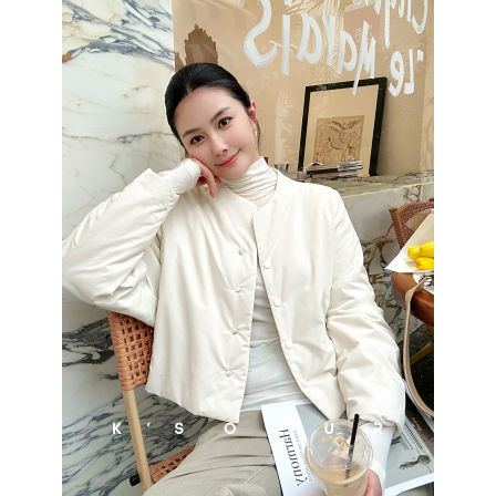 K姐KSOEUR 【Row风蚕丝棉服】桑蚕丝棉服 圆领单排扣短款女