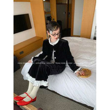 MONA 时尚上衣外套 中腰短裤木耳边长裤女套装小个子2025早秋新款