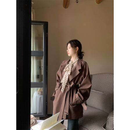 EIA一尧【諾丁山旧梦】风衣外套女秋冬韩系气质立领通勤短款大衣