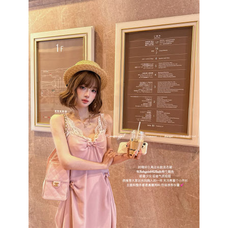 RomanceOFGIRL /Lily's bow少女感度假 亚麻蝴蝶结top 醋酸长裙