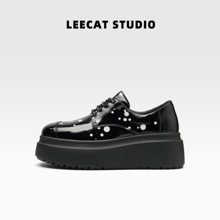 LeeCatStudio | 厚底松糕鞋女软底松糕厚底增高6cm黑色乐福鞋
