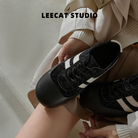 LeeCat Studio | 德训鞋女2025年新款百搭平底真皮系带软底休闲鞋