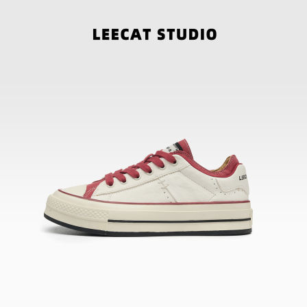 LeeCat Studio | 厚底板鞋女2025拼色超轻休闲增高厚底百搭小白鞋