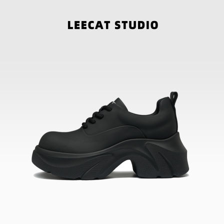 LeeCatStudio| 厚底增高鞋女7cm乐福鞋通勤黑色英伦风复古小皮鞋