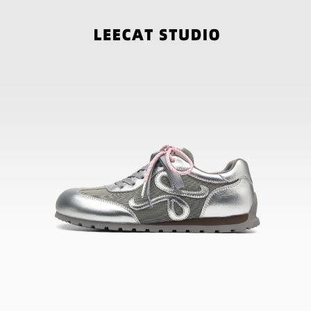 LeeCatStudio| 厚底德训鞋女2025秋银色舒适厚底运动休闲阿甘鞋