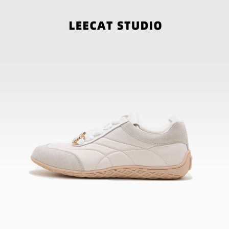 LeeCatStudio|厚底德训鞋女水钻白色运动休闲厚底复古赛车阿甘鞋