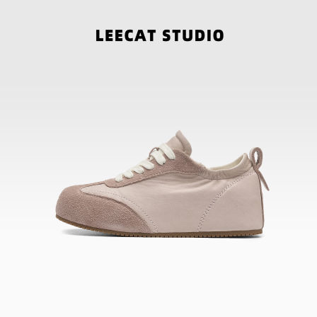 LeeCatStudio|内增高粉色德训鞋女轻便厚底复古不累脚休闲阿甘鞋