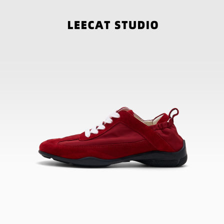 LeeCatStudio | 红色德训鞋女2025秋季透气内增高厚底运动休闲鞋