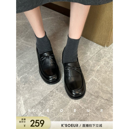 K姐 小牛皮珍妮乐福鞋 舒适百搭英伦爵士风包脚显瘦小皮鞋