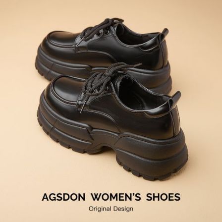 【奥古狮登】厚底乐福鞋女英伦小皮鞋高跟6.5CM单鞋541056AA