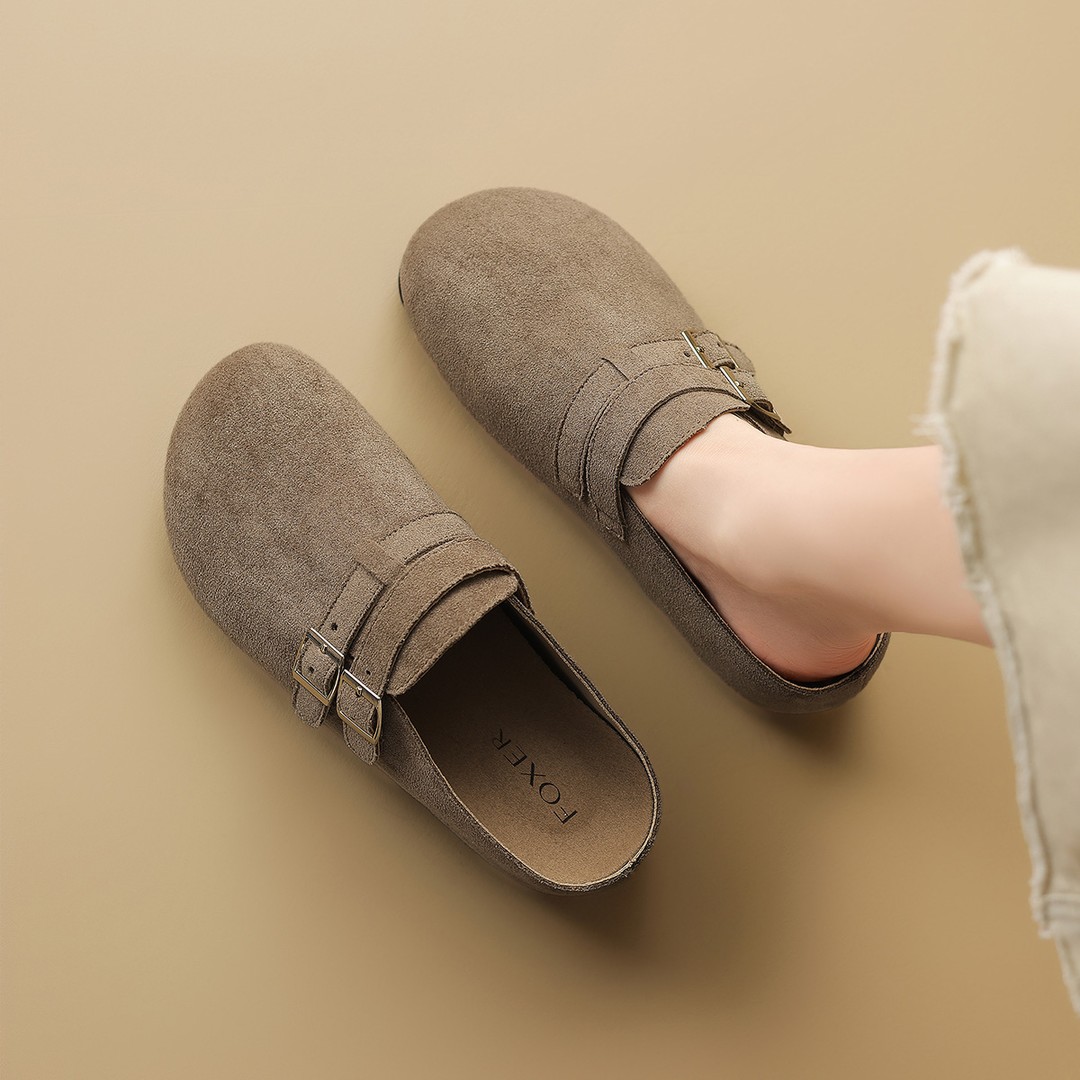 【FOXER】内增高勃肯鞋一脚蹬勃肯鞋女秋冬百搭女拖鞋透气外穿女鞋主图