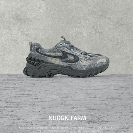 NUOGIC品牌25秋冬新款松绒风反绒皮阿甘鞋厚底复古跑鞋