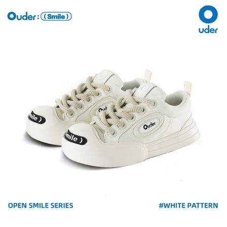 【S级微瑕】OUDER “smiler”低帮增高厚底大头鞋开口笑白色帆布鞋