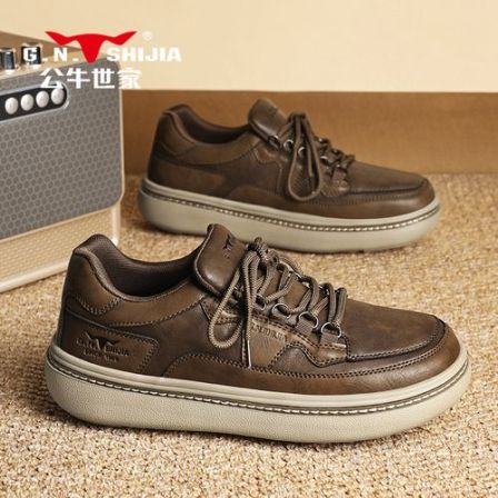 【张若昀同款】公牛世家男鞋软底美拉德休闲板鞋户外增高复古运动鞋