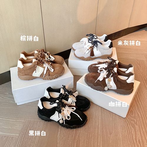 苏茵茵~8cm内增高月牙厚底鸳鸯鞋带运动休闲鞋女德训鞋E5119001主图