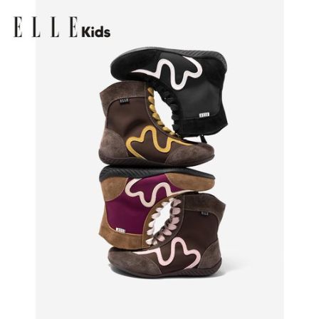 ELLE KIDS童鞋女童运动鞋25年秋款休闲高帮拳击鞋潮流百搭时装靴