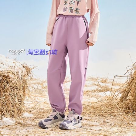探路者儿童跑步裤2025新款防泼水防风运动户外长裤QAMMBN95681