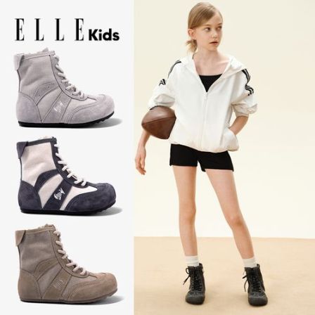  ELLE KIDS童鞋拳击鞋女童运动鞋高帮2025秋季新款小女孩儿童靴子