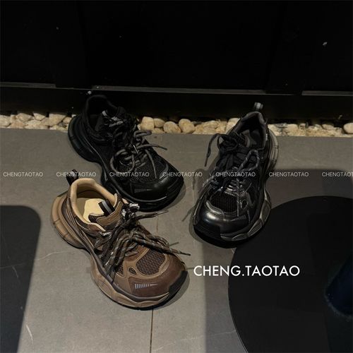 【程淘淘】新版小怪兽丨真皮焦糖休闲小众厚底复古洋气运动老爹女鞋主图