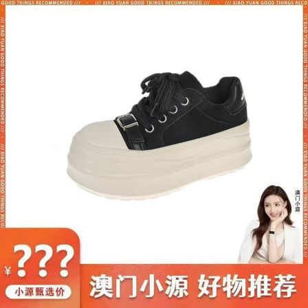 欧货大头厚底2025年早秋新款皮带扣百搭增高6CM休闲板鞋运动YM187