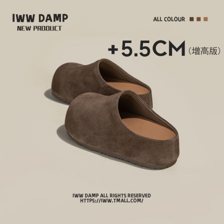 IWW厚底卡皮巴拉大头包头半拖鞋女2025新款复古萌系一脚蹬勃肯鞋