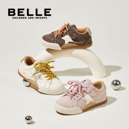 百丽秋冬新款运动休闲童鞋男女童防滑百搭星星鞋学长鞋L5Q359