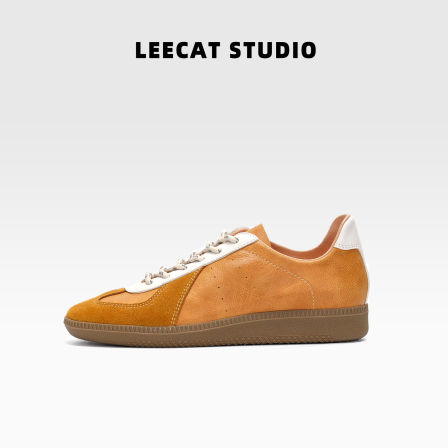 LeeCat Studio | 棕色德训鞋女复古拼色超轻便舒适休闲百搭阿甘鞋