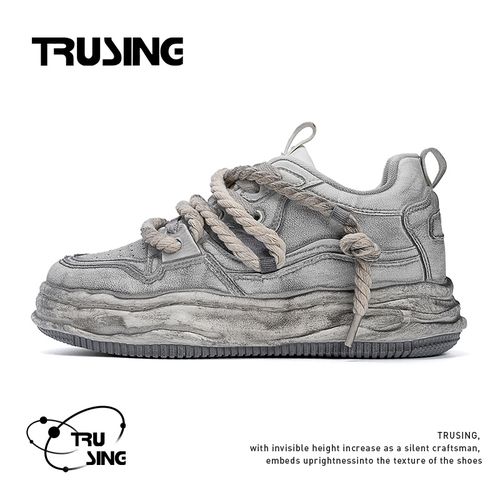 TRUSING初星【秋季新品】潮鞋隐形增高厚底擦色板鞋双鞋带痞帅男鞋主图